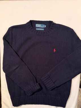 Ralph Lauren Men’s Navy Crewneck Sweater with Red Pony